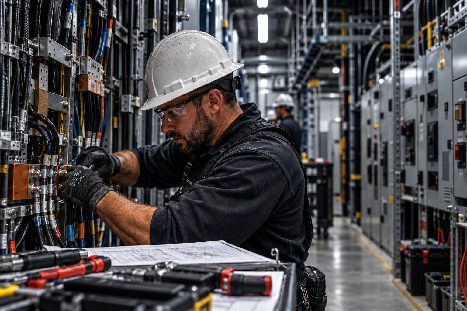 Mission-Critical electrician deploying capability on a live control panel